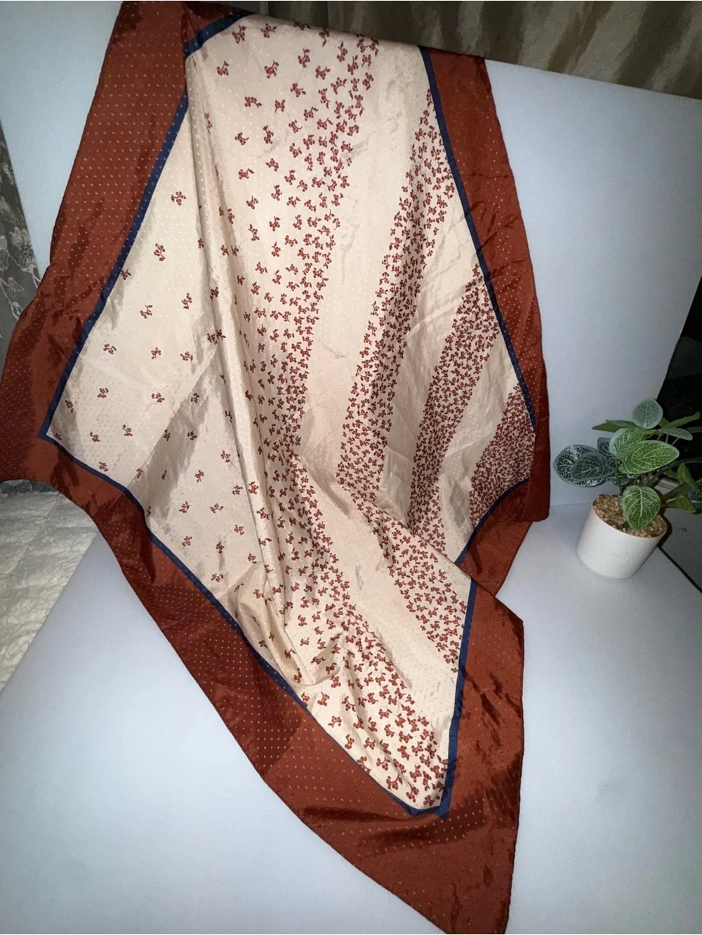 Vintage Neutral & Rust Floral Headscarf - Women Accessories